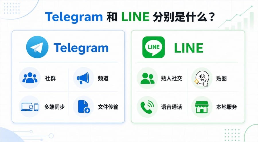 Telegram 和 LINE 区别是什么?功能、安全与使用场景对比 配图 1